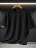 Men's Waffle Fabric Cooling Breathable Short Sleeve Black T-Shirt
