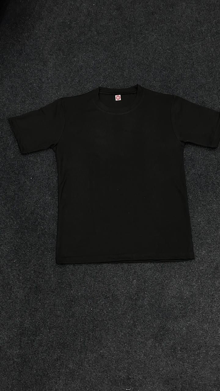 Men's Waffle Fabric Cooling Breathable Short Sleeve Black T-Shirt